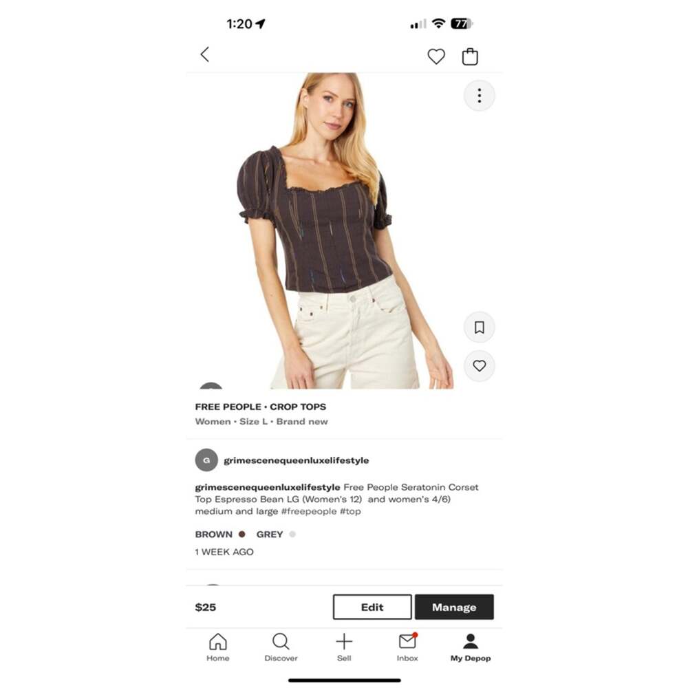 Women's Free People Brown Corset Top, Size L